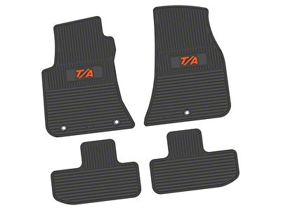 Factory Floorpan Fit Custom Vintage Scene Front and Rear Floor Mats with Orange T/A Insert; Black (11-23 RWD Challenger)