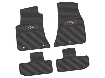 Factory Floorpan Fit Custom Vintage Scene Front and Rear Floor Mats with Pink 2008 R/T Insert; Black (11-23 RWD Challenger)