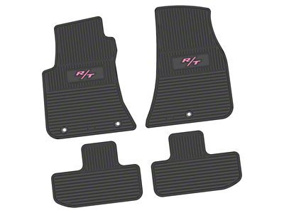 FLEXTREAD Factory Floorpan Fit Custom Vintage Scene Front and Rear Floor Mats with Pink 2008 R/T Insert; Black (11-23 RWD Challenger)