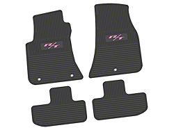 Factory Floorpan Fit Custom Vintage Scene Front and Rear Floor Mats with Pink 2015 R/T Insert; Black (11-23 RWD Challenger)