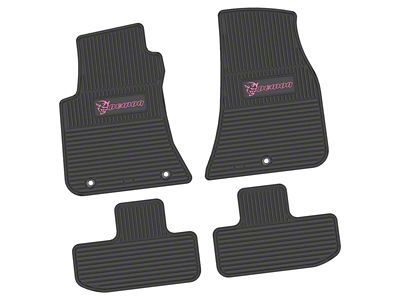Factory Floorpan Fit Custom Vintage Scene Front and Rear Floor Mats with Pink Demon Insert; Black (11-23 RWD Challenger)