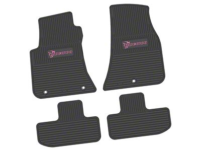 FLEXTREAD Factory Floorpan Fit Custom Vintage Scene Front and Rear Floor Mats with Pink Demon Insert; Black (11-23 RWD Challenger)