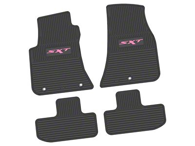 FLEXTREAD Factory Floorpan Fit Custom Vintage Scene Front and Rear Floor Mats with Pink SXT Insert; Black (11-23 RWD Challenger)