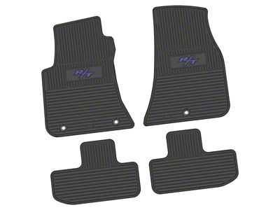 FLEXTREAD Factory Floorpan Fit Custom Vintage Scene Front and Rear Floor Mats with Purple 2008 R/T Insert; Black (11-23 RWD Challenger)