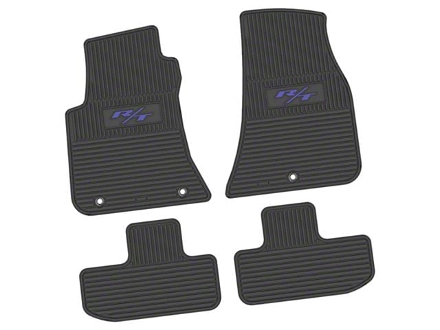 FLEXTREAD Factory Floorpan Fit Custom Vintage Scene Front and Rear Floor Mats with Purple 2015 R/T Insert; Black (11-23 RWD Challenger)