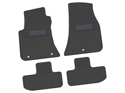 FLEXTREAD Factory Floorpan Fit Custom Vintage Scene Front and Rear Floor Mats with Purple Challenger Insert; Black (11-23 RWD Challenger)