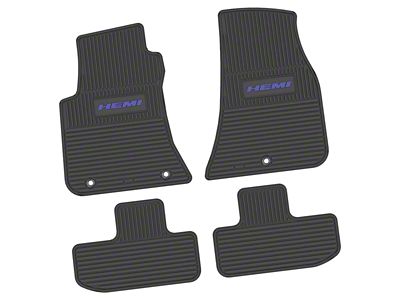 FLEXTREAD Factory Floorpan Fit Custom Vintage Scene Front and Rear Floor Mats with Purple HEMI Insert; Black (11-23 RWD Challenger)