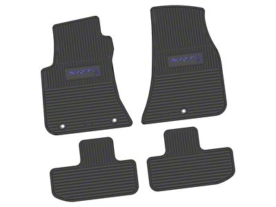 Factory Floorpan Fit Custom Vintage Scene Front and Rear Floor Mats with Purple SRT Hellcat Insert; Black (11-23 RWD Challenger)