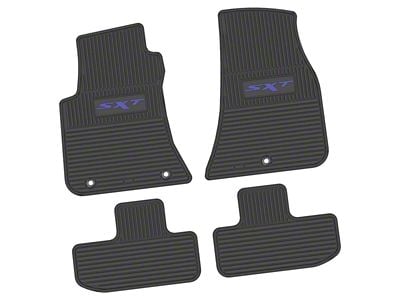 FLEXTREAD Factory Floorpan Fit Custom Vintage Scene Front and Rear Floor Mats with Purple SXT Insert; Black (11-23 RWD Challenger)