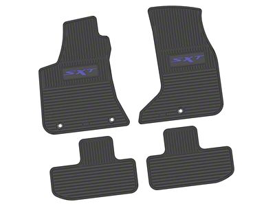 Factory Floorpan Fit Custom Vintage Scene Front and Rear Floor Mats with Purple SXT Insert; Black (17-23 AWD Challenger)