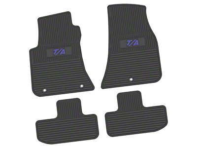 FLEXTREAD Factory Floorpan Fit Custom Vintage Scene Front and Rear Floor Mats with Purple T/A Insert; Black (11-23 RWD Challenger)