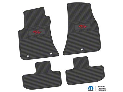FLEXTREAD Factory Floorpan Fit Custom Vintage Scene Front and Rear Floor Mats with Red 2008 R/T Insert; Black (11-23 RWD Challenger)