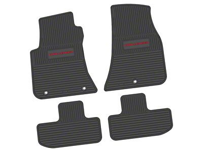 Factory Floorpan Fit Custom Vintage Scene Front and Rear Floor Mats with Red Challenger Insert; Black (11-23 RWD Challenger)