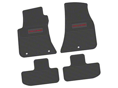 FLEXTREAD Factory Floorpan Fit Custom Vintage Scene Front and Rear Floor Mats with Red Challenger Insert; Black (11-23 RWD Challenger)