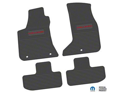 FLEXTREAD Factory Floorpan Fit Custom Vintage Scene Front and Rear Floor Mats with Red Challenger Insert; Black (17-23 AWD Challenger)