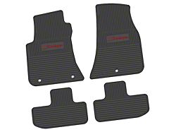 FLEXTREAD Factory Floorpan Fit Custom Vintage Scene Front and Rear Floor Mats with Red Challenger Script Insert; Black (11-23 RWD Challenger)