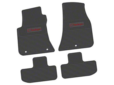 Factory Floorpan Fit Custom Vintage Scene Front and Rear Floor Mats with Red Challenger Script Insert; Black (11-23 RWD Challenger)