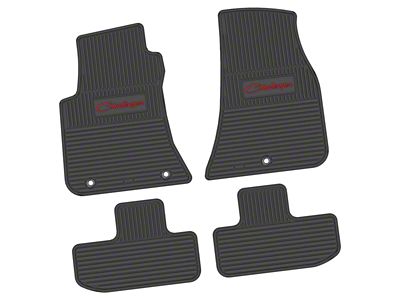 FLEXTREAD Factory Floorpan Fit Custom Vintage Scene Front and Rear Floor Mats with Red Challenger Script Insert; Black (11-23 RWD Challenger)