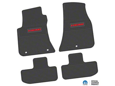 FLEXTREAD Factory Floorpan Fit Custom Vintage Scene Front and Rear Floor Mats with Red HEMI Insert; Black (11-23 RWD Challenger)