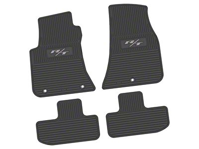 Factory Floorpan Fit Custom Vintage Scene Front and Rear Floor Mats with Silver 2015 R/T Insert; Black (11-23 RWD Challenger)