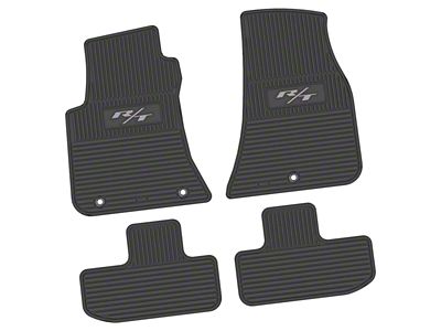FLEXTREAD Factory Floorpan Fit Custom Vintage Scene Front and Rear Floor Mats with Silver 2015 R/T Insert; Black (11-23 RWD Challenger)