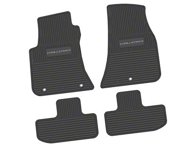 Factory Floorpan Fit Custom Vintage Scene Front and Rear Floor Mats with Silver Challenger Insert; Black (11-23 RWD Challenger)