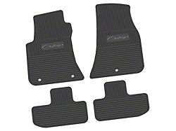 FLEXTREAD Factory Floorpan Fit Custom Vintage Scene Front and Rear Floor Mats with Silver Challenger Script Insert; Black (11-23 RWD Challenger)