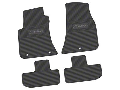 FLEXTREAD Factory Floorpan Fit Custom Vintage Scene Front and Rear Floor Mats with Silver Challenger Script Insert; Black (11-23 RWD Challenger)
