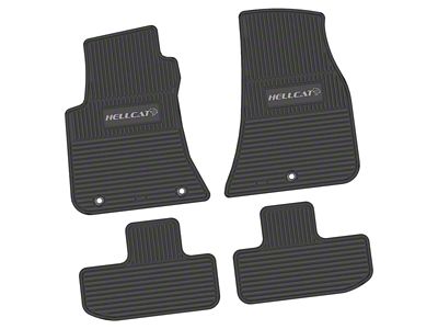 FLEXTREAD Factory Floorpan Fit Custom Vintage Scene Front and Rear Floor Mats with Silver Hellcat Insert; Black (11-23 RWD Challenger)