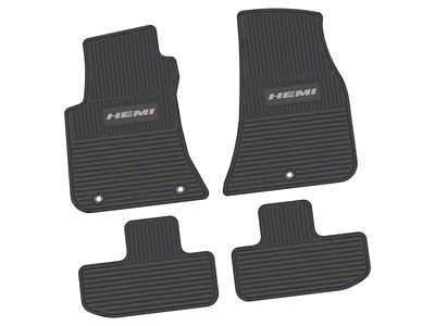 FLEXTREAD Factory Floorpan Fit Custom Vintage Scene Front and Rear Floor Mats with Silver HEMI Insert; Black (11-23 RWD Challenger)