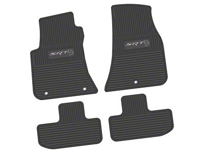 Factory Floorpan Fit Custom Vintage Scene Front and Rear Floor Mats with Silver SRT Hellcat Insert; Black (11-23 RWD Challenger)