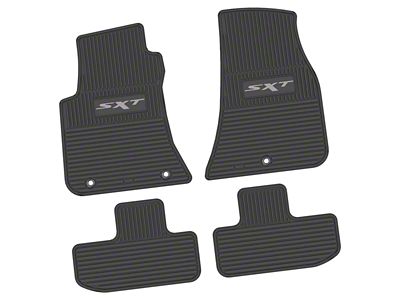 Factory Floorpan Fit Custom Vintage Scene Front and Rear Floor Mats with Silver SXT Insert; Black (11-23 RWD Challenger)
