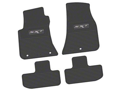 FLEXTREAD Factory Floorpan Fit Custom Vintage Scene Front and Rear Floor Mats with Silver SXT Insert; Black (11-23 RWD Challenger)