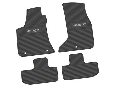 FLEXTREAD Factory Floorpan Fit Custom Vintage Scene Front and Rear Floor Mats with Silver SXT Insert; Black (17-23 AWD Challenger)