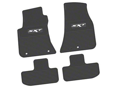 Factory Floorpan Fit Custom Vintage Scene Front and Rear Floor Mats with White SXT Insert; Black (11-23 RWD Challenger)