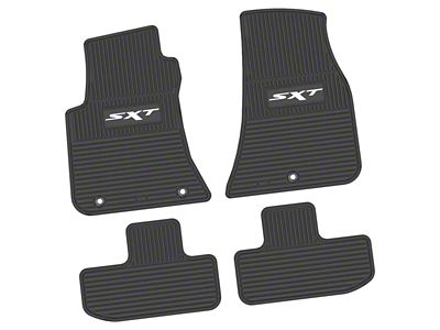 FLEXTREAD Factory Floorpan Fit Custom Vintage Scene Front and Rear Floor Mats with White SXT Insert; Black (11-23 RWD Challenger)