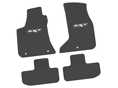 Factory Floorpan Fit Custom Vintage Scene Front and Rear Floor Mats with White SXT Insert; Black (17-23 AWD Challenger)