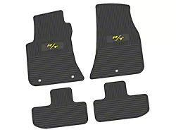 FLEXTREAD Factory Floorpan Fit Custom Vintage Scene Front and Rear Floor Mats with Yellow 2008 R/T Insert; Black (11-23 RWD Challenger)