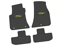 FLEXTREAD Factory Floorpan Fit Custom Vintage Scene Front and Rear Floor Mats with Yellow 2015 R/T Insert; Black (11-23 RWD Challenger)