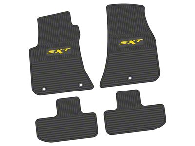 FLEXTREAD Factory Floorpan Fit Custom Vintage Scene Front and Rear Floor Mats with Yellow SXT Insert; Black (11-23 RWD Challenger)