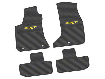 FLEXTREAD Factory Floorpan Fit Custom Vintage Scene Front and Rear Floor Mats with Yellow SXT Insert; Black (17-23 AWD Challenger)