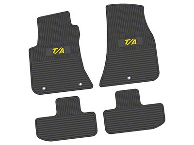 Factory Floorpan Fit Custom Vintage Scene Front and Rear Floor Mats with Yellow T/A Insert; Black (11-23 RWD Challenger)