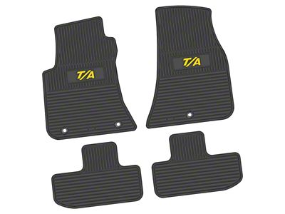 FLEXTREAD Factory Floorpan Fit Custom Vintage Scene Front and Rear Floor Mats with Yellow T/A Insert; Black (11-23 RWD Challenger)
