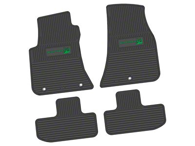 FLEXTREAD Factory Floorpan Fit Custom Vintage Scene Front and Rear Floor Mats with Green Scat Pack Insert; Black (11-23 RWD Challenger)