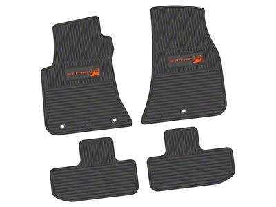 FLEXTREAD Factory Floorpan Fit Custom Vintage Scene Front and Rear Floor Mats with Orange Scat Pack Insert; Black (11-23 RWD Challenger)