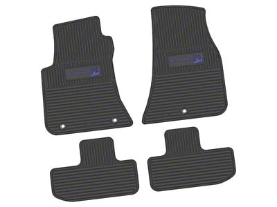 FLEXTREAD Factory Floorpan Fit Custom Vintage Scene Front and Rear Floor Mats with Purple Scat Pack Insert; Black (11-23 RWD Challenger)