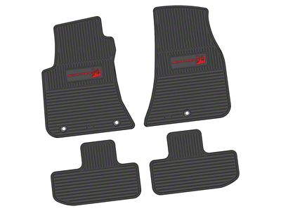 FLEXTREAD Factory Floorpan Fit Custom Vintage Scene Front and Rear Floor Mats with Red Scat Pack Insert; Black (11-23 RWD Challenger)