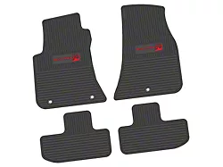 FLEXTREAD Factory Floorpan Fit Custom Vintage Scene Front and Rear Floor Mats with Red Scat Pack Insert; Black (11-23 RWD Challenger)