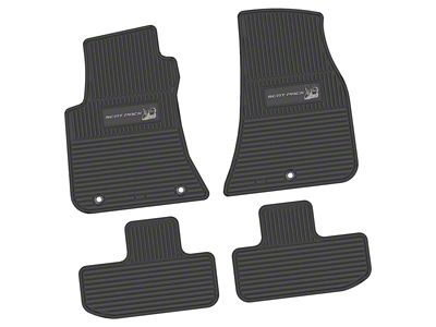 FLEXTREAD Factory Floorpan Fit Custom Vintage Scene Front and Rear Floor Mats with Silver Scat Pack Insert; Black (11-23 RWD Challenger)