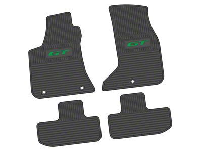FLEXTREAD Factory Floorpan Fit Custom Vintage Scene Front and Rear Floor Mats with Green GT Insert; Black (17-23 AWD Challenger)
